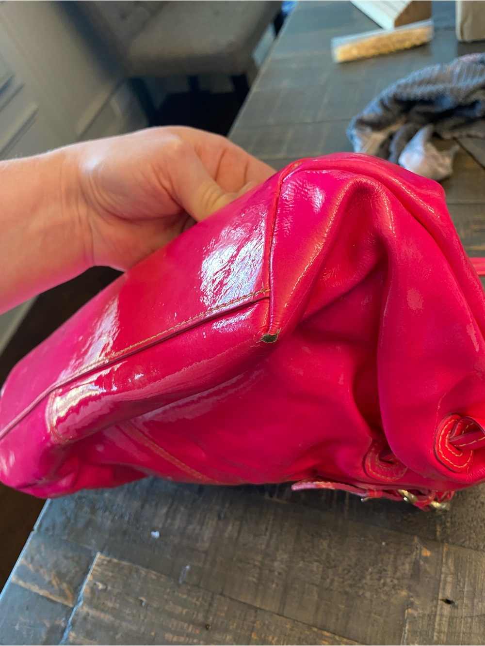 Dooney & Bourke Chiara Hot Pink Patent Leather Shoulder Bag - Picture 6 of 11